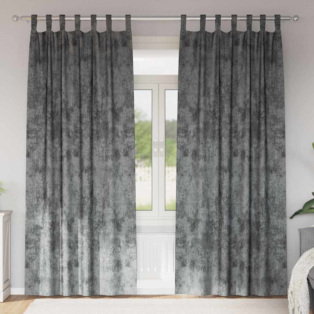 Curtain with Curtains 2 pcs Grey 225 x 140 cm Velvet